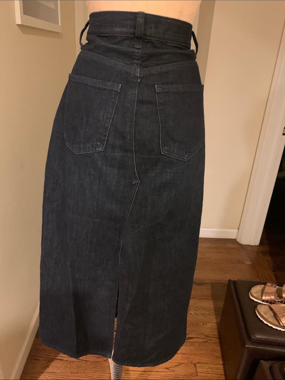 Uniqlo Dark Indigo High-Waist Denim Midi Skirt - Picture 2 of 2